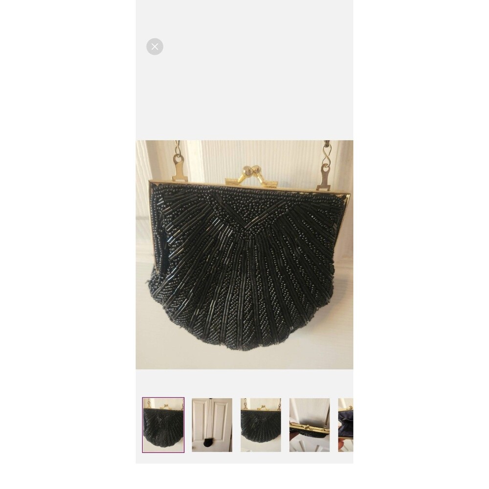 Vintage Andre Cellini Black Beaded Evening Bag